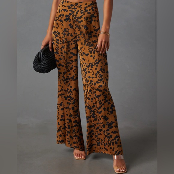 NWT Easy Tiger Animal Print Wide Leg Pant & Smocked Halter Bra Top - Picture 3 of 7